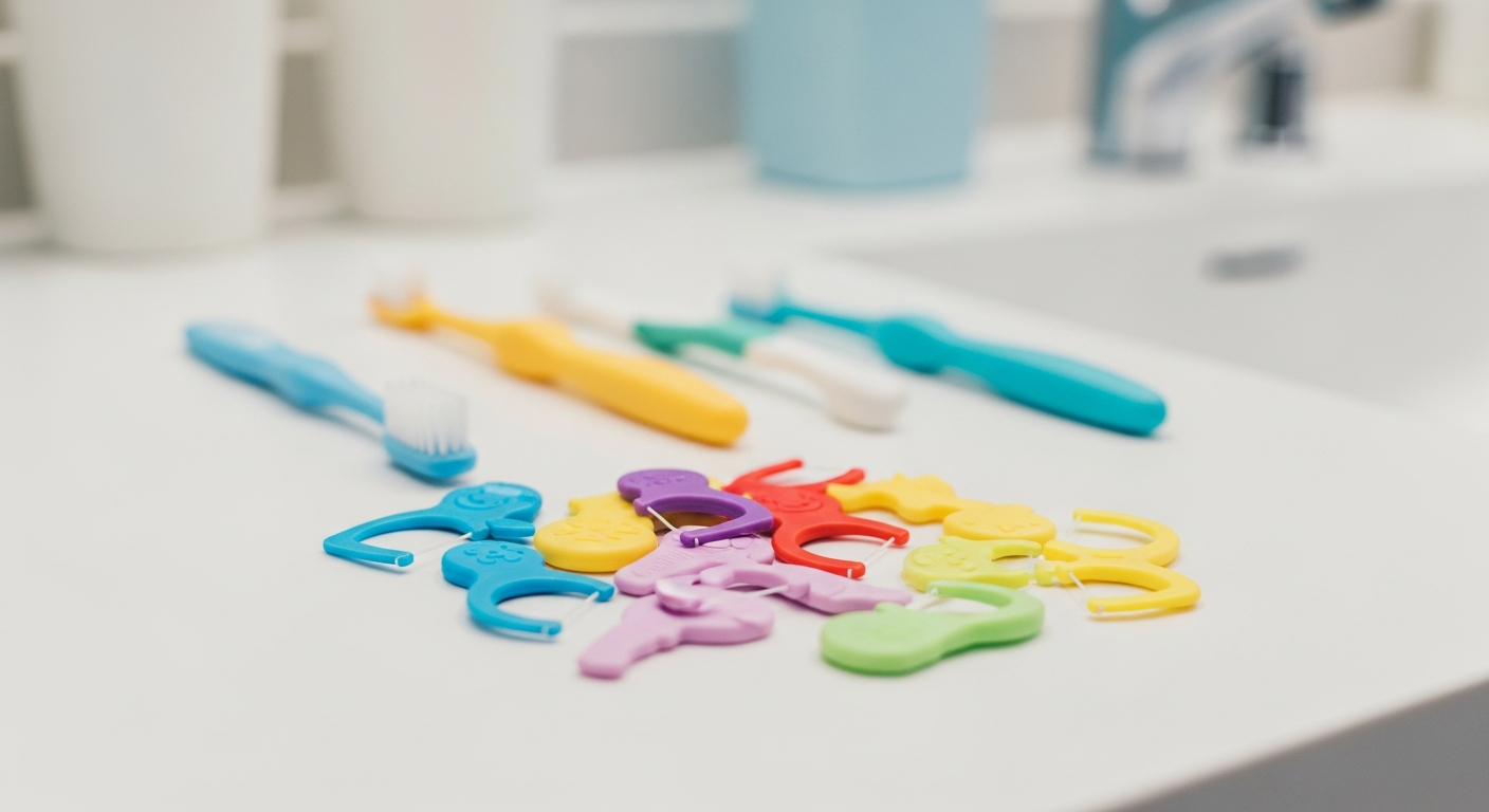 カラフルな子ども用フロスピックス