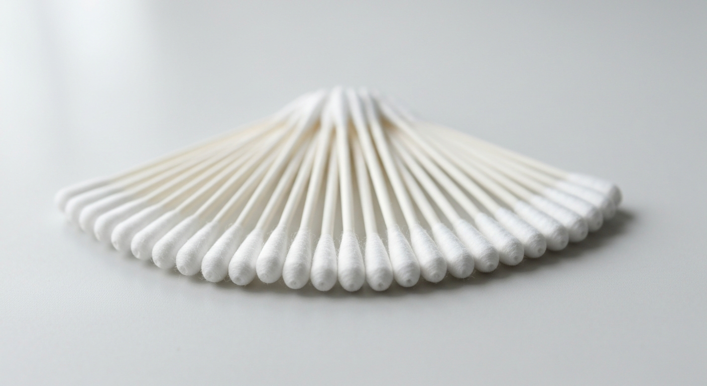 綿棒が扇状に広がるシーン